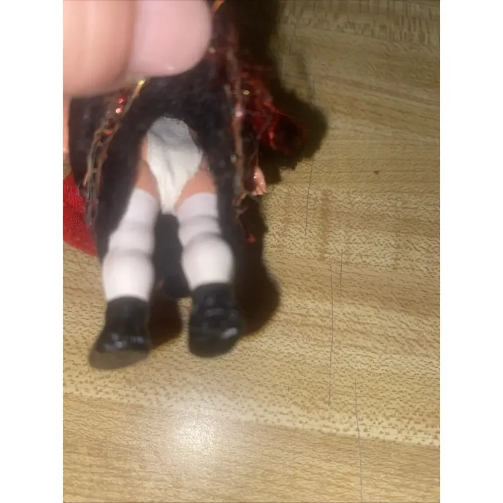 Vintage 1950s Hard Plastic Ethnic German Mini Girl Doll 3.25” Tall